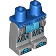 Hips and Light Bluish Gray Legs with Dark Bluish Gray and Dark Azure Armor, Hexagonal Knee Pads and Dark Bluish Gray and Dark Azure Boots Print