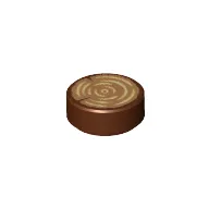 Tile Round 1 x 1 with Tree Stump, Wood Log Print