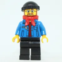 Man, Open Denim Jacket, Black, Legs, Red Scarf, Black Hat