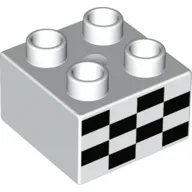 Duplo Brick 2 x 2 with Black Checkered Print