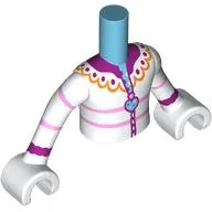 Minidoll Torso Boy with White Arms and Hands with White Jacket, Bright Light Orange Collar, Dark Purple/Bright Pink Trim, Medium Azure Pendant print