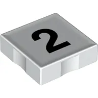 Duplo Tile 2 x 2 with Number '2' Print