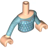 Minidoll Torso Girl, Medium Azure Dress, White Diamonds print with Light Nougat Arms and Hands