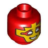 Minifig Head Mister Miracle, White Eyes, Yellow Facemask, Smile Print