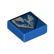 Tile 1 x 1 with Shield with Blue and Silver Bird Print