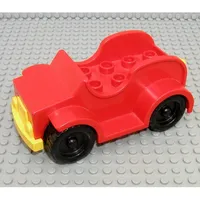 Duplo Car with 2 x 4 Studs and Running Boards, Yellow Bumper, Black Wheels