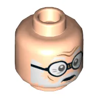 Minifig Head Ernie Prang, Glasses, White Eyebrows and Beard Print