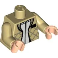 Torso Checkered Jacket with White Undershirt Print (Leia), Tan Arms, Light Nougat Hands