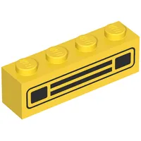Brick 1 x 4 with Bottom Tubes, Lowered Center Cross Support with Black Car Grill Print
