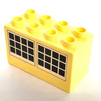 Duplo Brick 2 x 4 x 2 with Windows Print