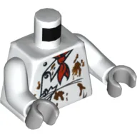 Torso Chef Jacket, Red Scarf and Food Stains Print, White Arms, Light Bluish Gray Hands