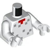 Torso, Light Bluish Grey Squares, Pixelated Red Tie print, White Arms and Hands