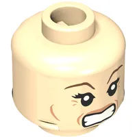 Minifig Head Narcissa Malfoy, Dark Brown Eyebrows and Crow's Feet Smiling / Angry Print