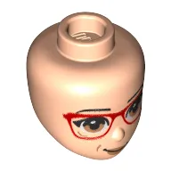 Minidoll Head, Red Glasses Smile print