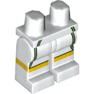 Hips and White Legs with White Tennis Shorts with Lime Lines, Yellow Knees Print