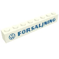 Brick 1 x 8 with 'VW FORSALJNING' Thick Blue Print