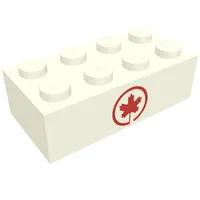 Brick 2 x 4 without Cross Supports with Air Canada Maple Leaf Logo Print