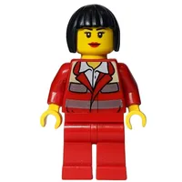 Paramedic, Woman, Red Uniform, Black Hair