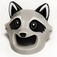Costume / Mask, Raccoon Head with Black Eyes, Ears print