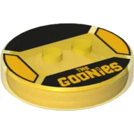 Function Brick Round 4 x 4 x 2/3 with 2 Studs and 'THE GOONIES' Print