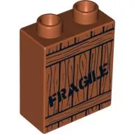 Duplo Brick 1 x 2 x 2 with Wood Grain & 'FRAGILE' Print