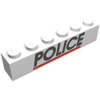 Brick 1 x 6 with 'POLICE' and Red Line Print