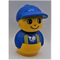 Primo Figure Boy with Yellow Base, Yellow Suspenders with Fish Print, Blue Cap