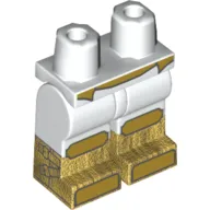 Hips with White Legs and Pearl Gold Boots Pattern with Gold Belt, Kneepads, and Toes, with 2 Straps on Side Print