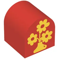 Duplo Brick 2 x 2 x 2 Curved Top with Vase and Three Flowers Print