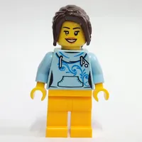 Bright Light Blue Torso, Bright Light Orange Legs, Dark Brown Hair