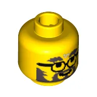 Minifig Head Doc / Director / Engineer, Gray Eyebrows, Glasses, Beard and Moustache Print