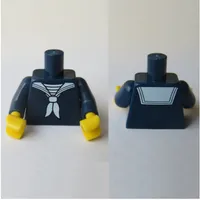 Torso Sailor Uniform with White Scarf Print, Dark Blue Arms, Yellow Hands