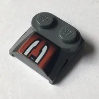 Brick Curved 2 x 2 x 2/3 Two Studs and Lip End with Silver/Black/Red Number 3 Left Half Print