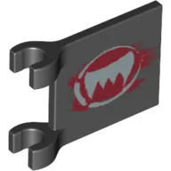 Flag 2 x 2 Square [Thick Clips] with Silver Fangs and Dark Red Print [70004]