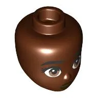 Minidoll Head Black Eyebrows, Medium Brown Eyes