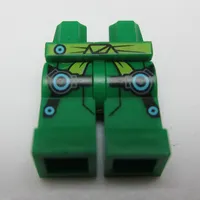 Hips and Green Legs with Lime Belt Sash, Black Knee Straps with Medium Azure Circles Print