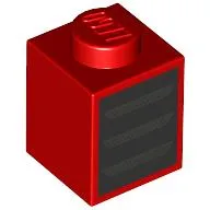 Brick 1 x 1 with Black Square/Grill, Silver Lines print