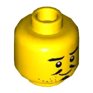 Minifig Head Sensei Wu (Dragon Master) / Kaito, Pointy Mustache, Goatee, Stubbed Beard, Smile / Frown Print