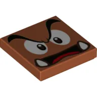 Tile 2 x 2 with Goomba Face with Low Furrowed Brow, Open Mouth Print