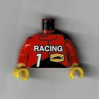 Torso Racing Jacket with Race Logo, '1' and 'Racing' Print, Red Arms, Yellow Hands