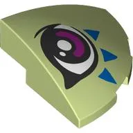 Brick Round Corner, Curved 3 x 3 x 1 Quarter Circle with Magenta Right Eye, Blue Triangles Print