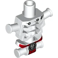 Torso Skeleton, Angular Rib Cage with Black Holes and Cracks and Red Loincloth with Cracked White Skull Print