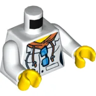 Torso Jacket with Open Notched Collar over Hoodie, Drawstrings and Sunglasses Print, White Arms, Yellow Hands