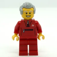 Man, Red Jogging Suit, Light Bluish Gray Hair