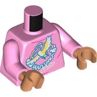 Torso, Whit/Light Yellow Flying Birds, Rainbow, Writing print, Bright Pink Arms, Nougat Hands