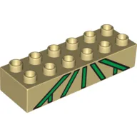 Duplo Brick 2 x 6 with Green Lattice Print