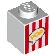 Brick 1 x 1 with Popcorn Bucket print