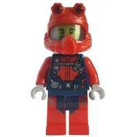 Diver - Dark Blue Torso, Red Legs, Red Helmet, Beard
