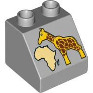 Duplo Brick 2 x 2 Slope 45° with Giraffe and Map of Africa Print