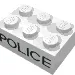Brick 2 x 3 without Cross Supports with Black 'POLICE' Sans-Serif Print